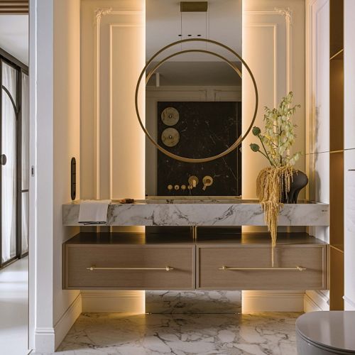 elegancka łazienka w apartamencie projektantki wnętrz