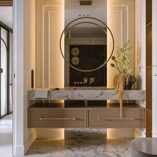 elegancka łazienka w apartamencie projektantki wnętrz