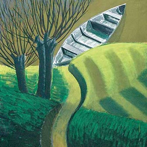 Jarosław Modzelewski Łódź przy brzegu , 2002 r., cw 18 000 zł, niesprzedane, Rempex.