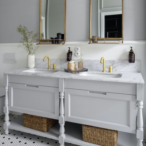 jasno szara łazienka szafka pod umywalkę