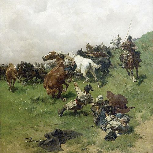 Józef Brandt Chwytanie konia na arkan , ok. 1880 r.