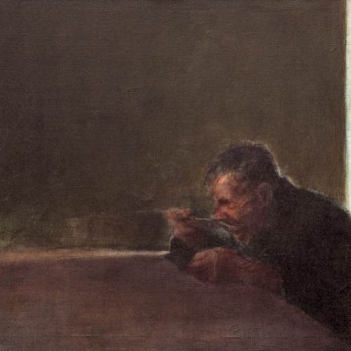 Józef Panfil, Przy stole , 1987 r. Przez uchylone drzwi