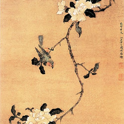 Kamelia z samotnym ptakiem , Zhou Shuxi, XVII wiek.