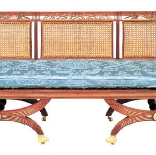 Kanapa, mahoń i plecionka z rotangu, ok. 1840 r.