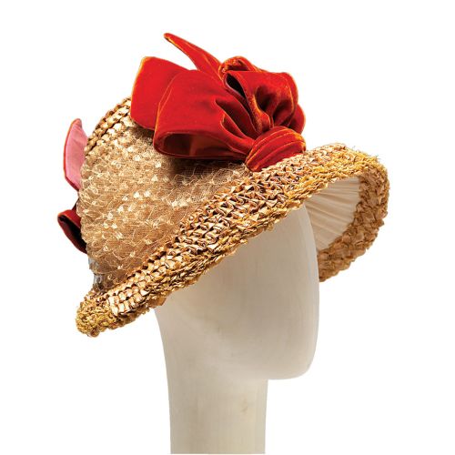 Amerykański bonet ozdobiony jedwabną kokardą, lata 1879-1884