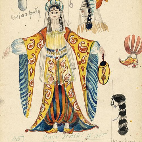 Karol Frycz, projekt kostiumu do opery Straszny dwór Stanisława Moniuszki, 1949 r.