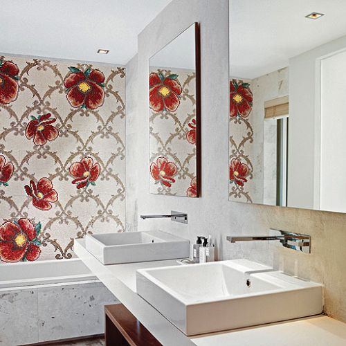 Kolekcja Mediteranea, wzór Malaga, tło MLG Fielda, 3500 zł/m². SICIS