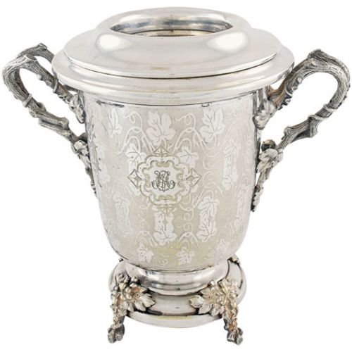 Krater do chłodzenia wina, Fabryka Wyrobów Srebrnych i Platerowanych J. Frageta, XIX w.