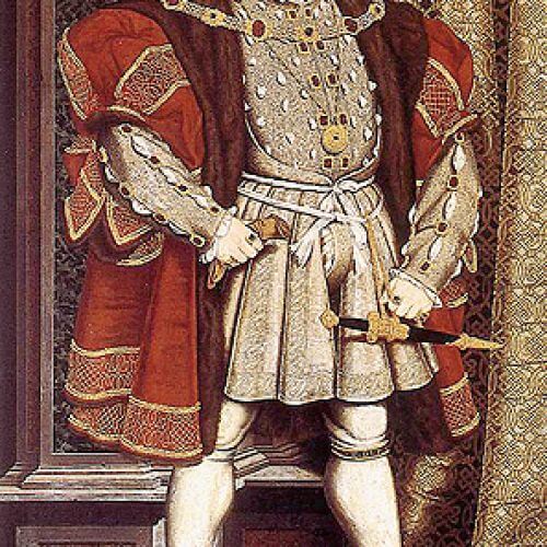 Król Henryk VIII w... pończochach na obrazie Hansa Holbeina Młodszego, 1537-1547.