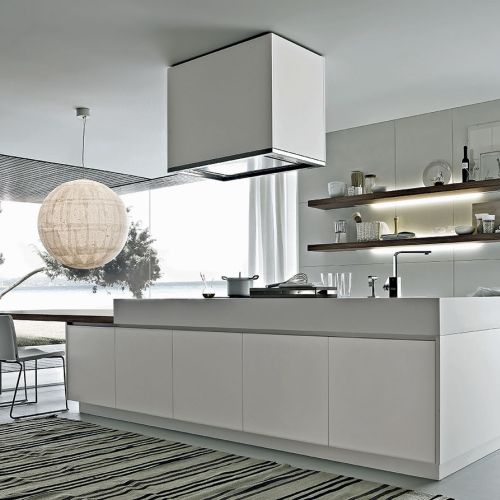 KUCHNIA ARTEX I ALEA, Varenna, okap może być stalowy, czarny i grafitowy lub obudowany materiałem w kolorze