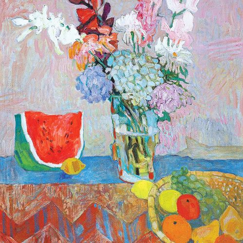 Kwiaty w wazonie i owoce , I poł. lat 90.