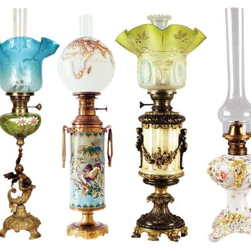 Lampa naftowa, Niemcy, pocz. XX w., cw 7000 zł, niesprzedana, REMPEX. Lampa salonowa, Niemcy, poł.