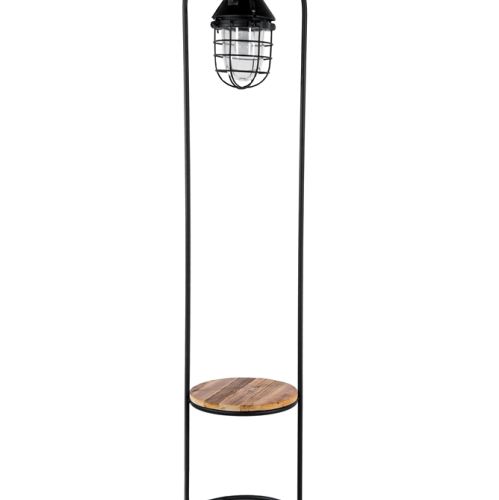 lampa z metalu i starego drewna