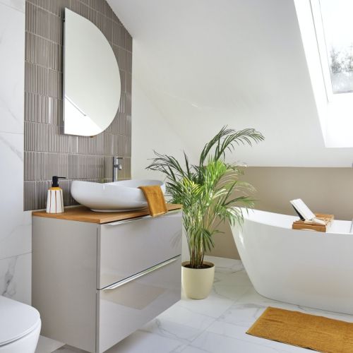 wystrój łazienki mid-century modern