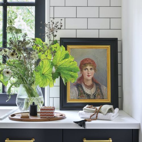 łazienka z pralnią w stylu farmhouse