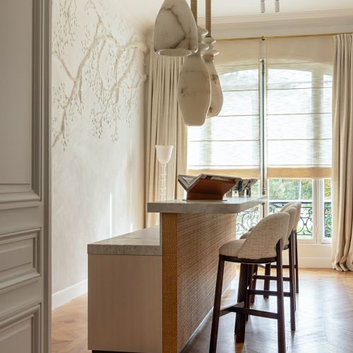 bar w luksusowym apartamencie w Paryżu projektu Stephanie Coutas