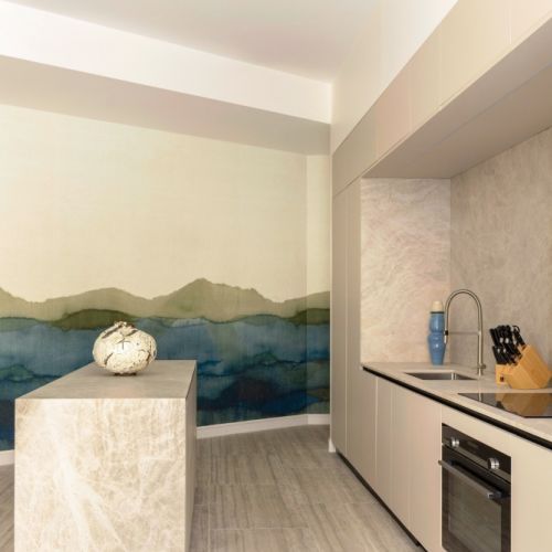 kuchnia w luksusowym apartamencie w Paryżu projektu Stephanie Coutas