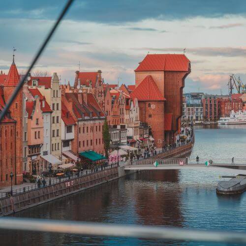 widok na Gdańsk z okien salonu