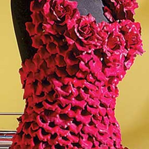 Magdalena Cuisset suknia z płatków róży.