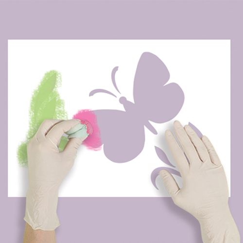 Malowanie wzoru jest bardzo łatwe: wydrukuj szablon, przygotuj farby i gąbkę.