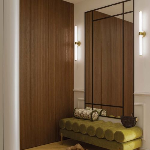 ciemne drewno ryflowane w przedpokoju