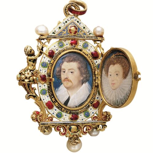 Nicholas Hilliard, portret małżeński w oprawie z kamieni szlachetnych, XVII w.