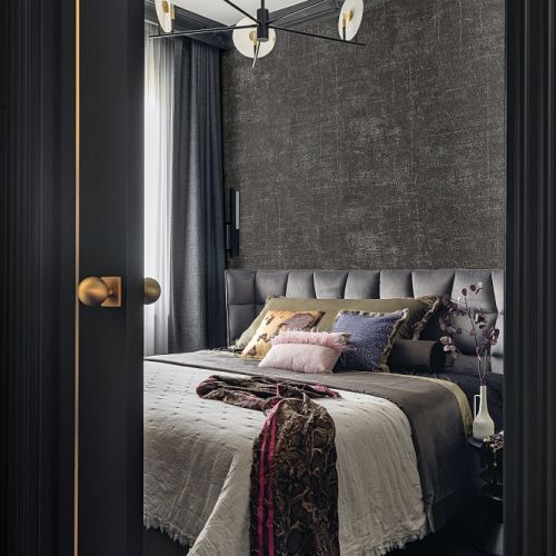 sypialnia w ciemnych kolorach