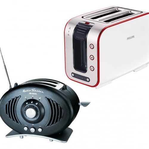 Model 118 firmy Ariete przypomina radio. Współczesny toster Philipsa.