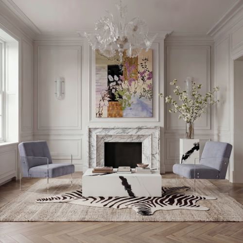 elegancki salon z kominkiem