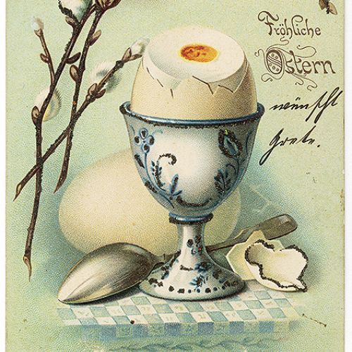 Niemiecka kartka pocztowa. Historia kielkiszka do jajka