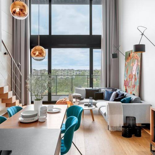 nowoczesny salon w stylu loft