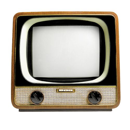 Odbiornik telewizyjny z połowy XX wieku.