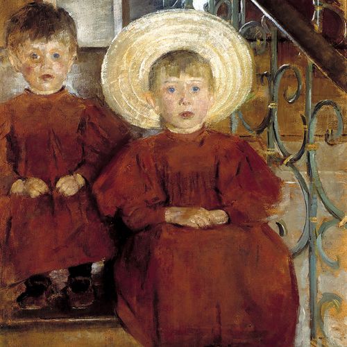 Olga Boznańska Dzieci na schodach , ok. 1898 r.