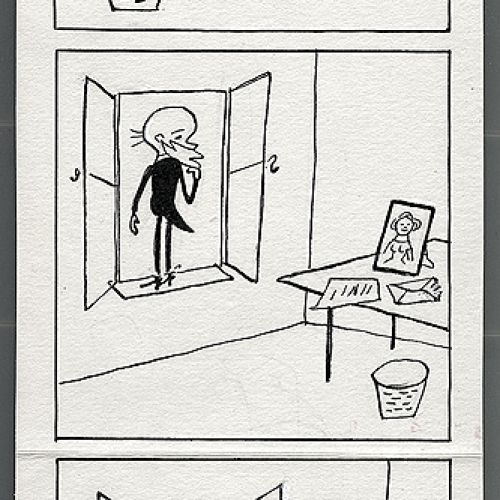 Oryginalne plansze serii rysunkowej o Profesorze Filutku, publikowane przez tygodnik Przekrój w latach 1946-2003.