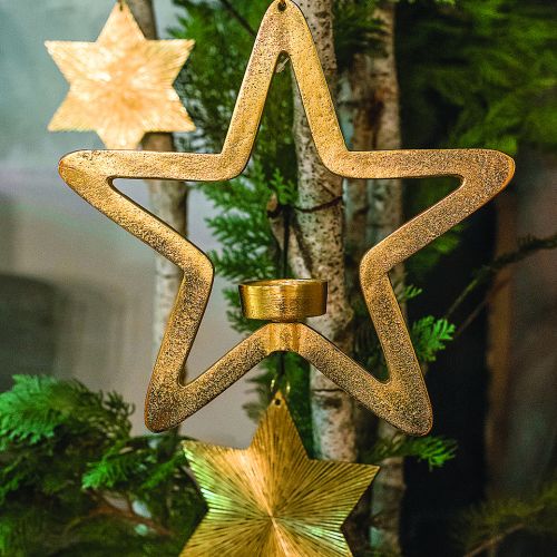 Złocony świecznik z gwiazdkami, Belldeco.pl