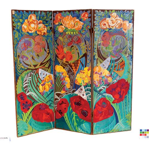 Parawan malowany w kwiaty, 1925 r., Francja