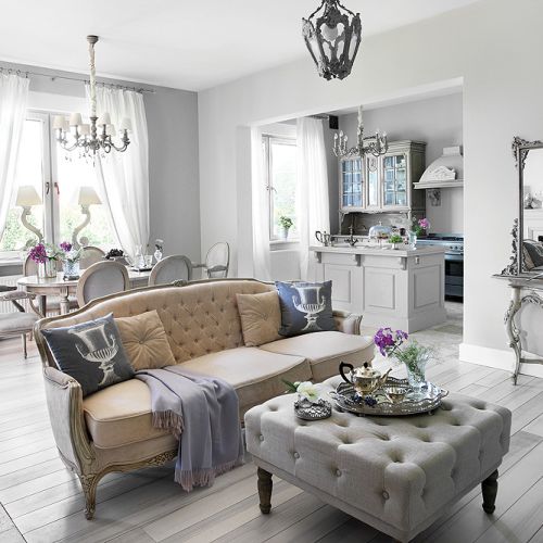 szare wnętrza w stylu francuskim