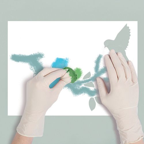 Po kolei wypełniamy szablon. Dekoracyjne ptaki - szablon do malowania