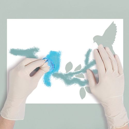 Po kolei wypełniamy szablon. Dekoracyjne ptaki - szablon do malowania