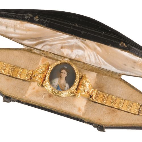 Złota bransoletka z wizerunkiem carycy Marii Romanowej, ok. 1875 r.