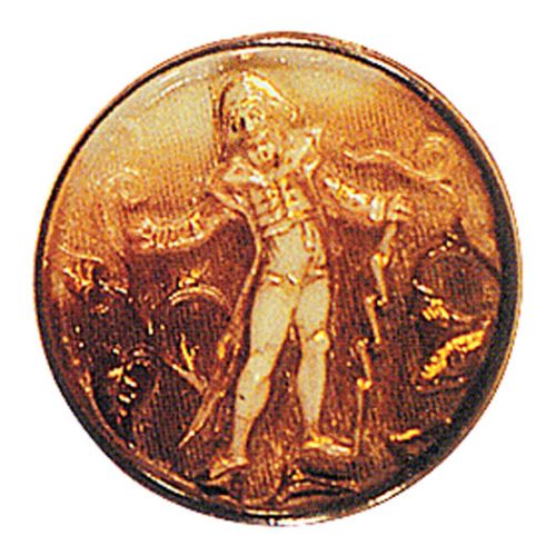 Pozłacany starożytny guzik. Guzik z pętelką