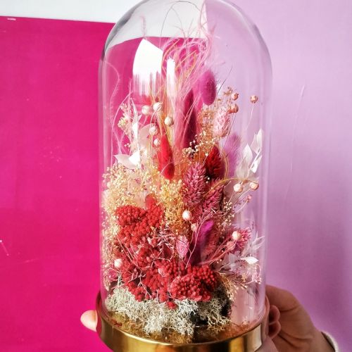 Suszone kwiaty pod kloszem