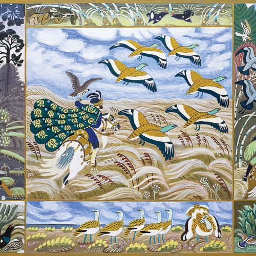 Projekt gobelinu do zamku w Krasiczynie, Polowanie na dropie , 1979 r.