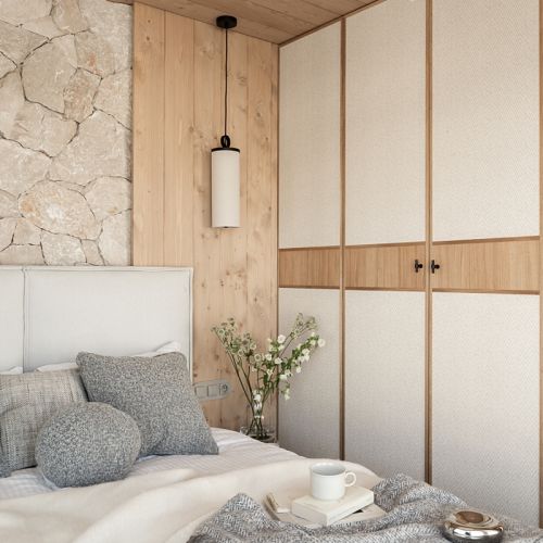 sypialnia w przytulnym górskim stylu