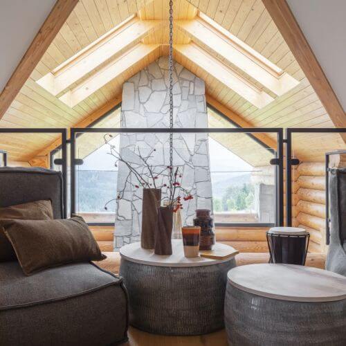 przytulny dom z bali wnętrza