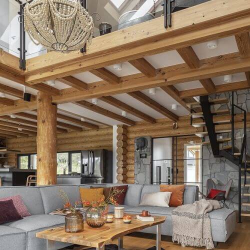 przytulny dom z bali wnętrza