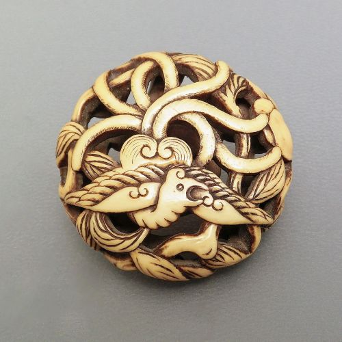 Ptak Ho-o , kość słoniowa, XIX w. Japońskie Nestsuke