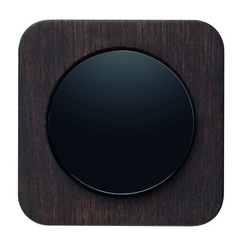 Berker R.1, ramka barwiony dąb | klawisz tworzywo, czarny połysk.