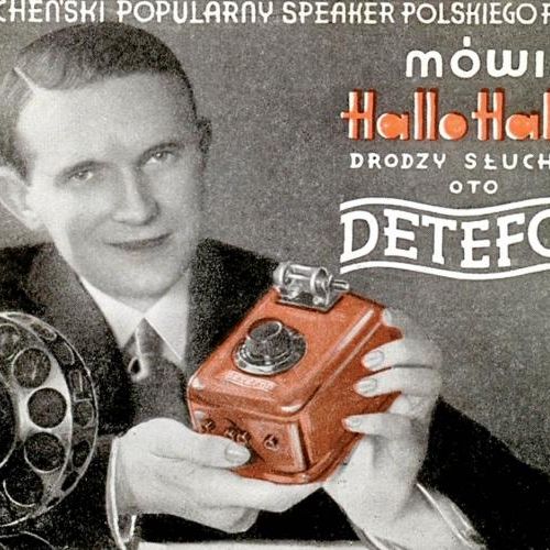 Reklama detefonu produkowanego w Państwowej Wytwórni Łączności w Warszawie, 1930-32 r., fot. MUZEUM TECHNIKI W WARSZAWIE