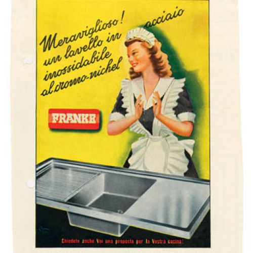 Reklama zlewu z 1940 roku. Franke - historia sukcesu
